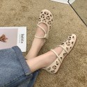 2020 spring and summer Korean version retro round head hollow out solid color sleeved single shoes baby shoes shallow mouth flat shoes leisure foreign trade