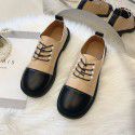 Small fragrance trend single shoe lady 2022 spring and autumn new British style retro lace up fairy thick soled small leather shoes lady