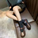 Black leather shoes women's big head shoes women's 2020 new Japanese cute round head soft sister tower flat bottom doll single shoes