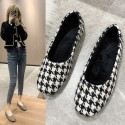 2021 spring and autumn new thousand bird lattice leisure fashion round head women's single shoes comfortable flat bottom Doudou shoes one hair substitute