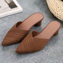 Spring and summer fashion Baotou semi slippers women's new style thick heels wear cool slippers and pointed casual single shoes