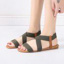 Cross border Amazon wish European and American flat bottom fish mouth sandals women's elastic ROMAN SANDALS 41