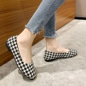 2021 spring and autumn new thousand bird lattice leisure fashion round head women's single shoes comfortable flat bottom Doudou shoes one hair substitute