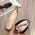 2021 summer new Korean version square head shallow mouth flat sole single shoes women's head versatile soft bottom anti slip small white shoes wholesale