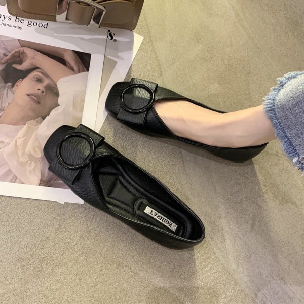 [ox tendon soft sole] flat sole single shoe 2021 new Korean version work shoes versatile temperament fairy style Doudou shoes