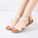 Cross border Amazon wish European and American flat bottom fish mouth sandals women's elastic ROMAN SANDALS 41