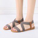 Cross border Amazon wish European and American flat bottom fish mouth sandals women's elastic ROMAN SANDALS 41