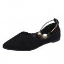 Cross border European and American new single shoes women's 2021 spring and autumn shallow Suede Flat Bottom leopard pearl large single shoes women's shoes