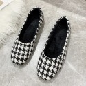 2021 spring and autumn new thousand bird lattice leisure fashion round head women's single shoes comfortable flat bottom Doudou shoes one hair substitute