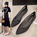 2022 summer new Korean version pointed shallow mouth Doudou shoes women's hollow mesh flat sole single shoes fashion women's shoes wholesale