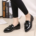 2019 winter new women's casual single shoes low heel cover foot bow pointed middle mouth rubber PU2