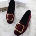 2021 autumn and winter new fashion square head comfortable large women's shoes with velvet square buckle flat shoes women's single shoes foreign trade multicolor