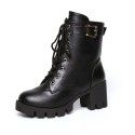 2022 autumn and winter high heel thick heel waterproof platform lace up European and American women's shoes short boots warm Martin boots lace up women's Boots