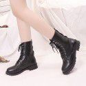 Foreign trade large size women's shoes 2022 autumn and winter new Martin boots low heel British wind tube lace up cross-border issue