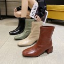 High heel short boots women's 2020 new autumn and winter square head Martin boots British style thick heel thin boots strength single boots