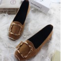 2021 autumn and winter new fashion square head comfortable large women's shoes with velvet square buckle flat shoes women's single shoes foreign trade multicolor