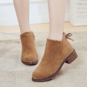 2020 autumn and winter new Korean version suede low heel bow women's short boots students' leisure fashion comfortable women's boots trend