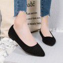 Work shoes women's spring and autumn single shoes soft leather soft bottom flat bottom black small leather shoes professional work thick heel low heel women's shoes