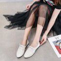 Small leather shoes women's 2022 spring new leisure pointed lace up women's shoes comfortable flat heels Doudou shoes small white shoes single shoes