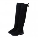 2021 autumn and winter new knee boots low heel boots high tube women's boots Plush thin leg elastic boots women's Suede women's Boots