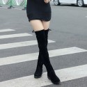 Autumn and winter new women's shoes long tube knee high boots Korean version simple boots with lace up at the back to trim the legs and look thin. It's a substitute for foreign trade