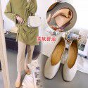 Summer low top shoes fashion women's shoes middle heel square head thick heel lazy shoes spring and autumn single shoes cover feet
