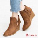 British style spring, summer and autumn slope heel women's shoes are versatile, women's ankle low heel short boots women's shoes are fashionable, large short boots