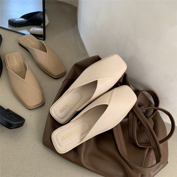 Cross border women's casual single shoes flat bottomed Baotou slippers foreign trade women's shoes