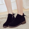 2020 autumn and winter new Korean version suede low heel bow women's short boots students' leisure fashion comfortable women's boots trend