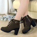 Autumn and winter 2020 new high-heeled women's boots cross strap short boots thick heel Martin boots leather boots spot wholesale