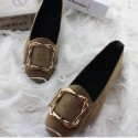 2021 autumn and winter new fashion square head comfortable large women's shoes with velvet square buckle flat shoes women's single shoes foreign trade multicolor