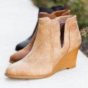 British style spring, summer and autumn slope heel women's shoes are versatile, women's ankle low heel short boots women's shoes are fashionable, large short boots
