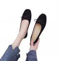 Retro single shoes women's 2021 spring and Autumn New Korean fashion bow shallow mouth Doudou shoes flat sole single shoes women's scoop shoes