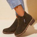 Cross border foreign trade autumn and winter 2022 round head flat heel Martin boots low barrel single suede round head low heel four-color spot