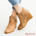 British style spring, summer and autumn slope heel women's shoes are versatile, women's ankle low heel short boots women's shoes are fashionable, large short boots