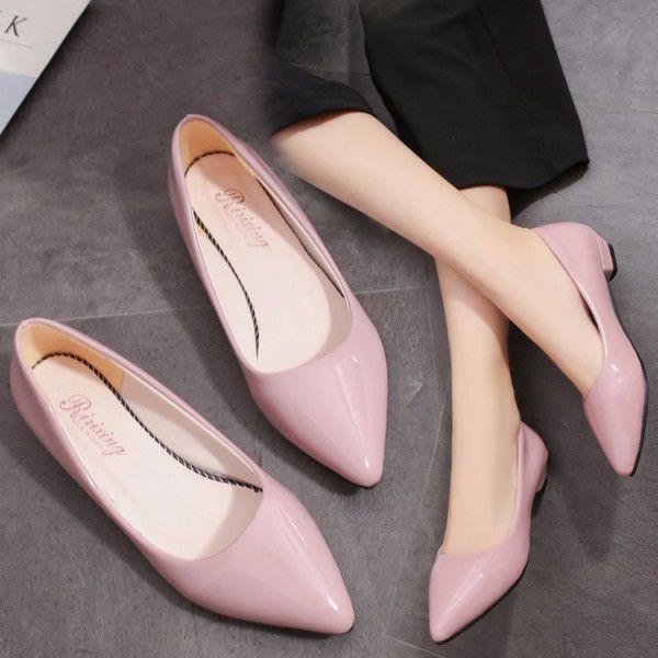 Round head professional dress women's shoes black middle heel women's shoes shallow mouth work shoes thick heel work clothes single shoes women