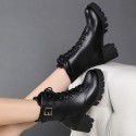 2022 autumn and winter high heel thick heel waterproof platform lace up European and American women's shoes short boots warm Martin boots lace up women's Boots