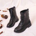 Foreign trade large size women's shoes 2022 autumn and winter new Martin boots low heel British wind tube lace up cross-border issue
