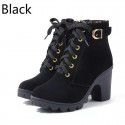 Autumn and winter 2020 new high-heeled women's boots cross strap short boots thick heel Martin boots leather boots spot wholesale
