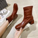 High heel short boots women's 2020 new autumn and winter square head Martin boots British style thick heel thin boots strength single boots