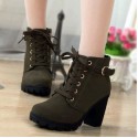 Autumn and winter 2018 new high heel thick heel casual warm women's boots thick bottom round head short boots foreign trade large Martin boots