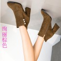 2021 autumn new high heel short boots women's versatile pointed thin velvet bare boots Korean thick heel women's boots Martin women's Boots