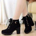 Autumn and winter 2020 new high-heeled women's boots cross strap short boots thick heel Martin boots leather boots spot wholesale