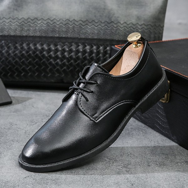 Men's casual leather shoes men's Korean version black youth soft sole British business dress soft sole men's shoes autumn work shoes