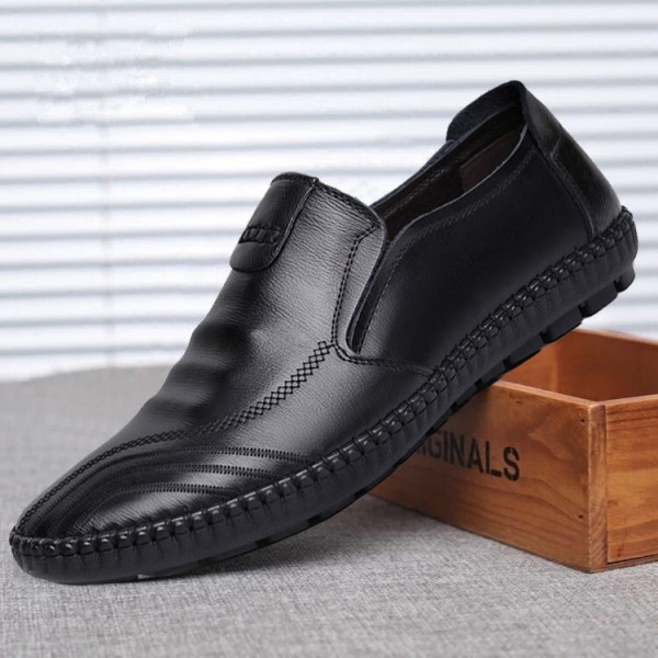 Leather shoes men's spring and autumn ne...