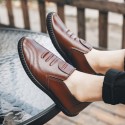 Cross border new 2022 spring leather Doudou shoes men's casual shoes Korean fashion lazy people pedal men's shoes