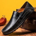 Men's mesh leather shoes 2022 new casual leather shoes with comfortable soft sole and soft leather single net