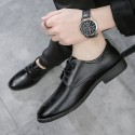 Men's casual leather shoes men's Korean version black youth soft sole British business dress soft sole men's shoes autumn work shoes