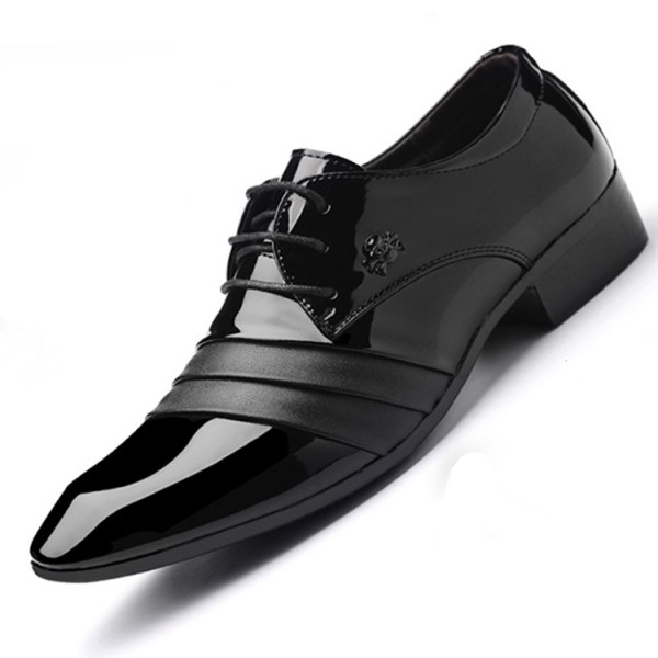 Leather shoes men's pointed head Korean version 2021 new men's black business casual men's shoes patent leather hairdresser fashion shoes men