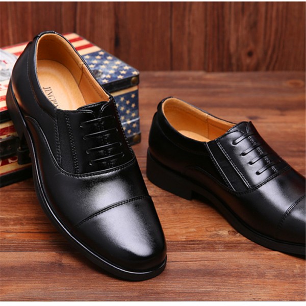 New men's shoes formal dress three joint head cover foot shoes business breathable fashion three pointed lace up fashion casual shoes